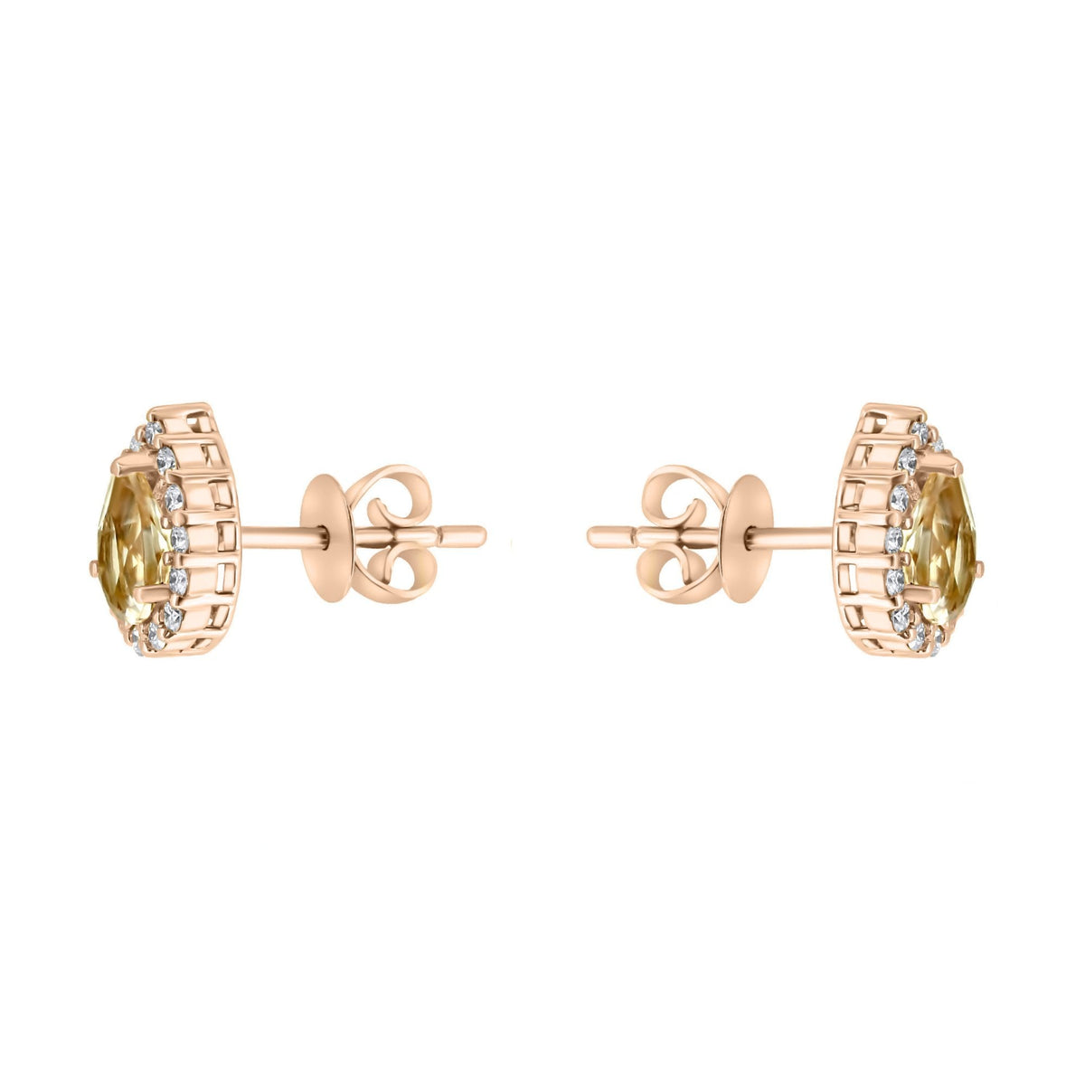 18ct rose gold 0.74ct morganite & 0.25ct diamond earrings