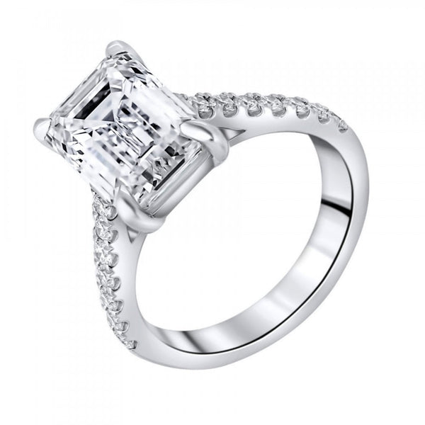 Lab grown platinum 5.02ct D VVS2 IGI emerald cut diamond ring