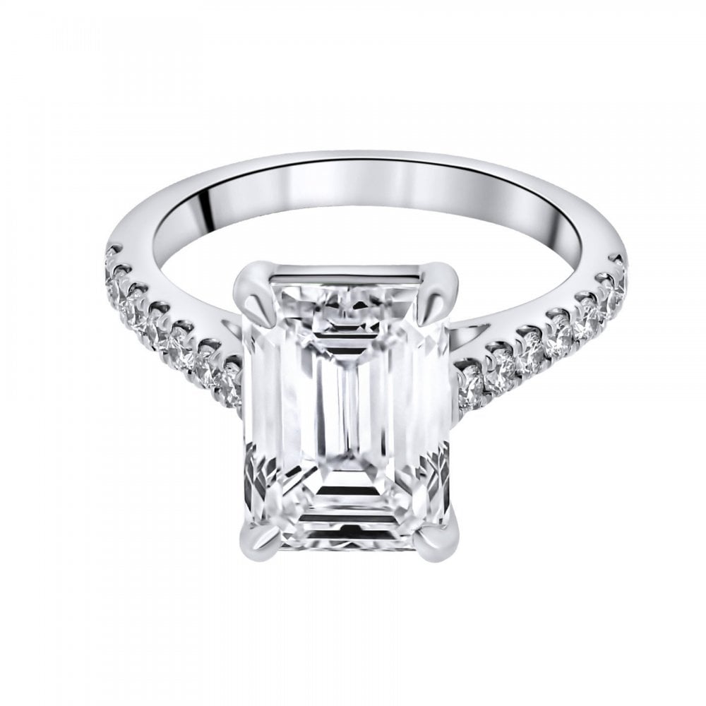 Lab grown platinum 5.02ct D VVS2 IGI emerald cut diamond ring