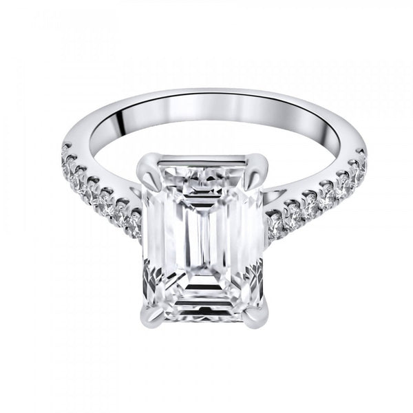 Lab grown platinum 5.02ct D VVS2 IGI emerald cut diamond ring
