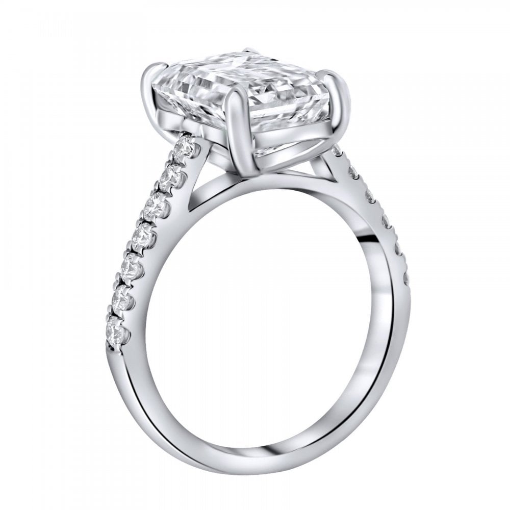 Lab grown platinum 5.02ct D VVS2 IGI emerald cut diamond ring