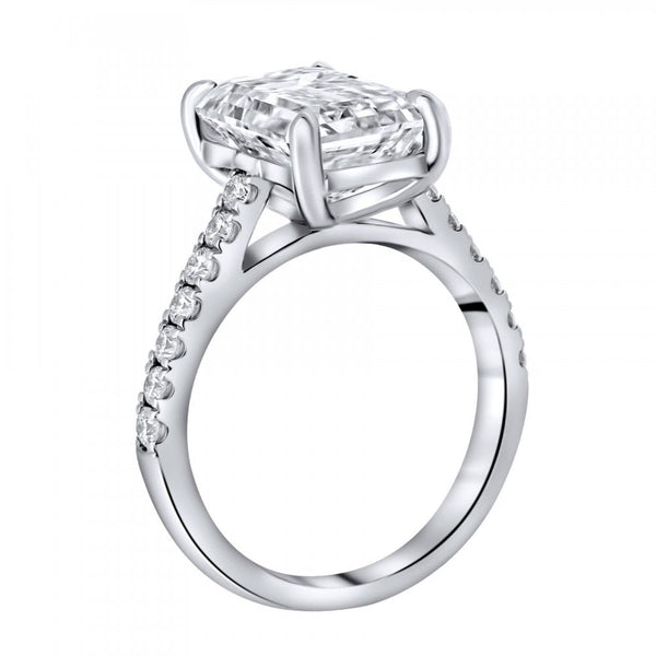 Lab grown platinum 5.02ct D VVS2 IGI emerald cut diamond ring