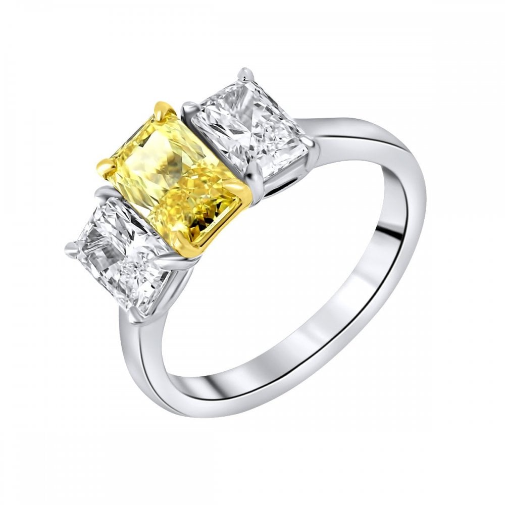 Lab grown platinum 1.50ct fancy yellow & 1.58ct diamond ring