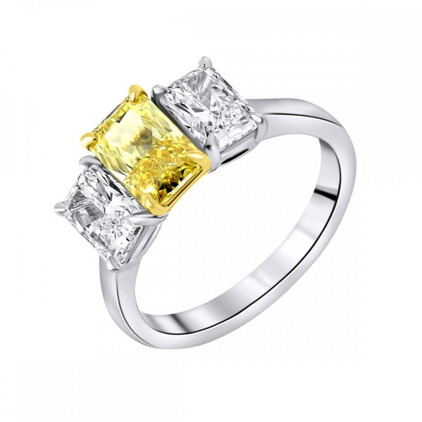 Lab grown platinum 1.50ct fancy yellow & 1.58ct diamond ring