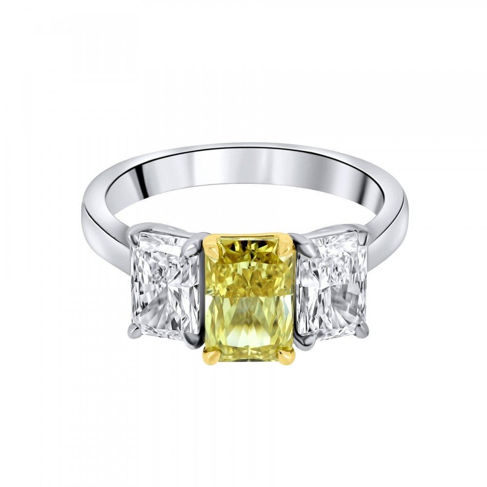 Lab grown platinum 1.50ct fancy yellow & 1.58ct diamond ring