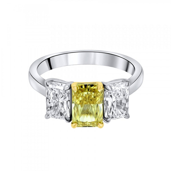 Lab grown platinum 1.50ct fancy yellow & 1.58ct diamond ring