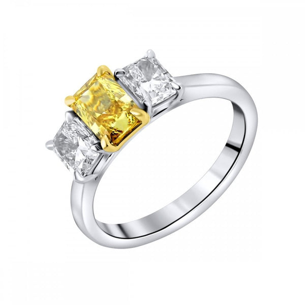 Lab grown platinum 1.01ct fancy yellow & 1.04ct diamond ring