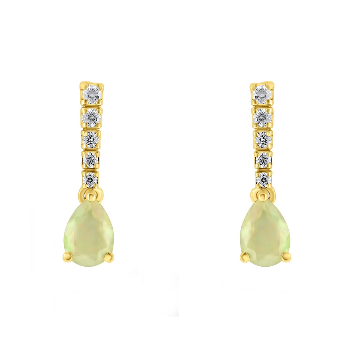 18ct yellow gold 1.00ct natural opal & 0.22ct diamond earrings
