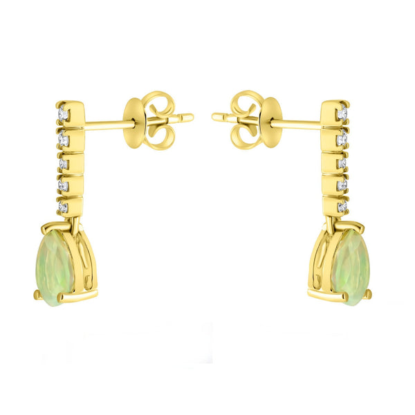 18ct yellow gold 1.00ct natural opal & 0.22ct diamond earrings
