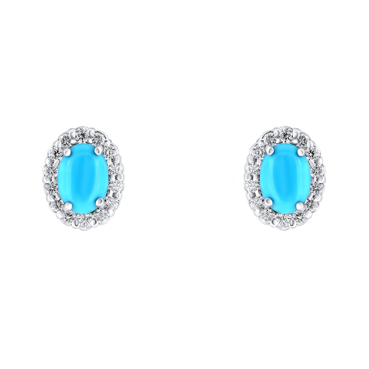 Platinum 1.45ct turquoise & 0.44ct diamond cluster earrings
