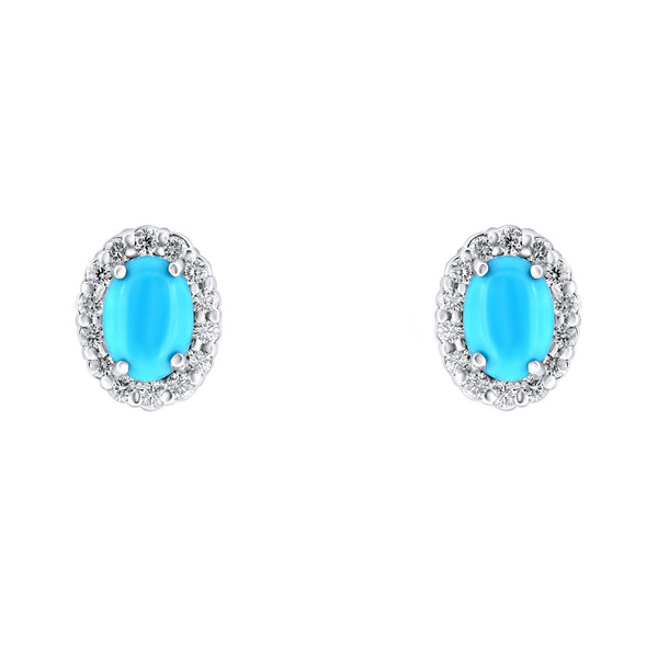 Platinum 1.45ct turquoise & 0.44ct diamond cluster earrings
