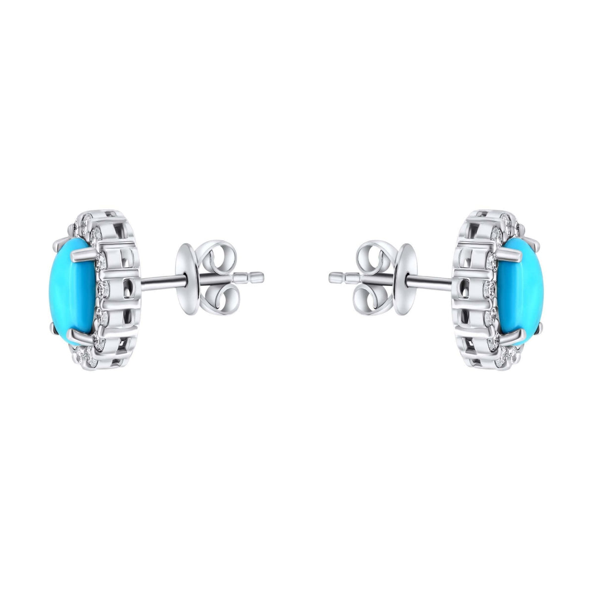 Platinum 1.45ct turquoise & 0.44ct diamond cluster earrings