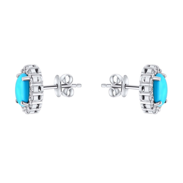 Platinum 1.45ct turquoise & 0.44ct diamond cluster earrings