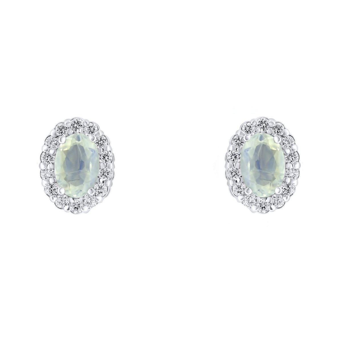 Platinum 0.96ct moonstone & 0.44ct diamond cluster earrings