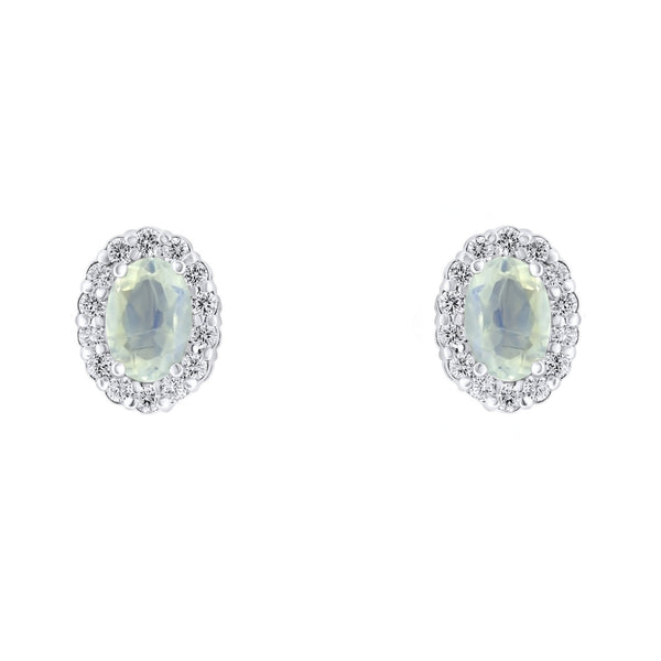 Platinum 0.96ct moonstone & 0.44ct diamond cluster earrings