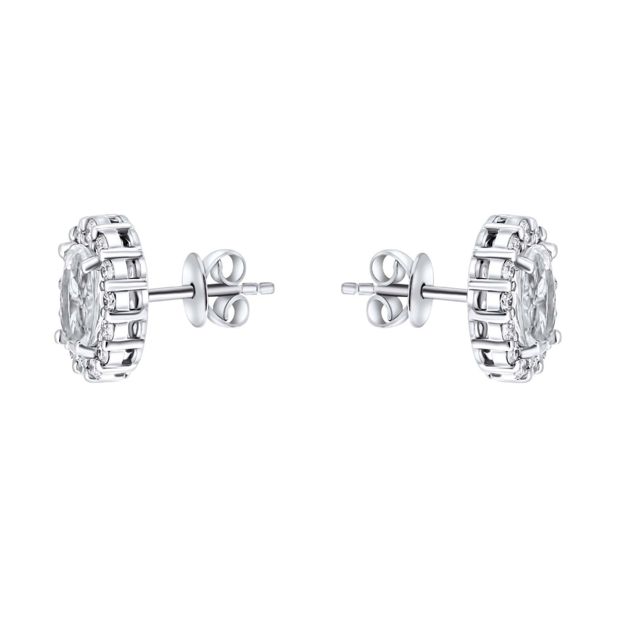 Platinum 0.96ct moonstone & 0.44ct diamond cluster earrings