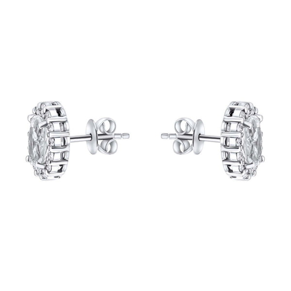 Platinum 0.96ct moonstone & 0.44ct diamond cluster earrings