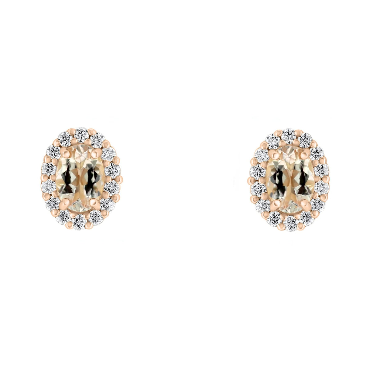 18ct rose gold 1.29ct morganite & 0.44ct diamond earrings