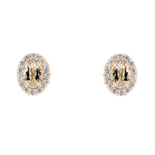 18ct rose gold 1.29ct morganite & 0.44ct diamond earrings