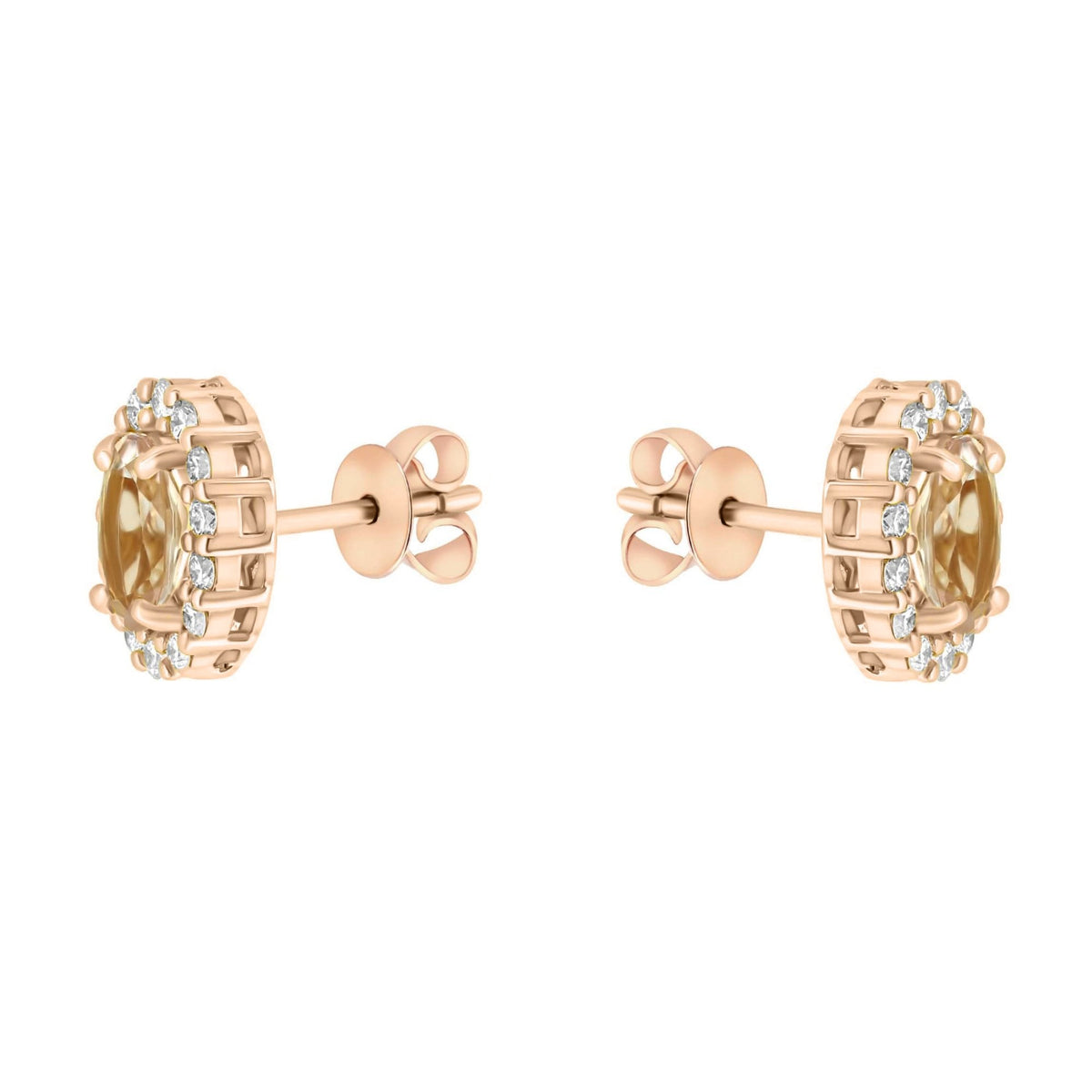 18ct rose gold 1.29ct morganite & 0.44ct diamond earrings