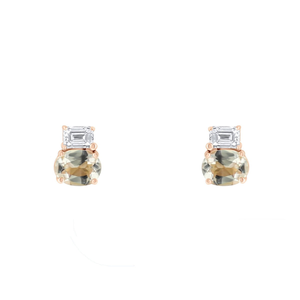 18ct rose gold 0.62ct morganite & 0.25ct diamond stud earrings