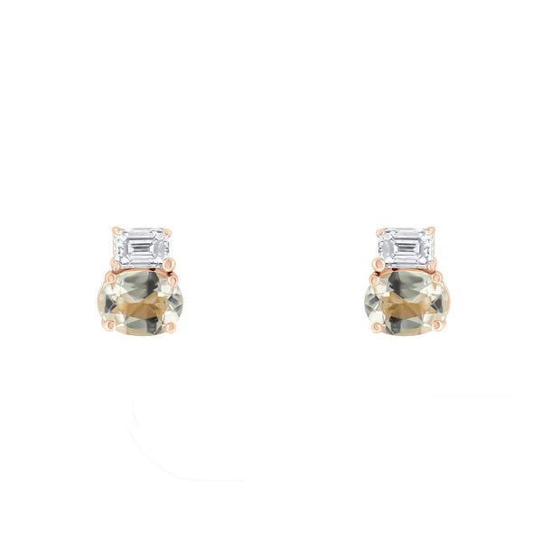 18ct rose gold 0.62ct morganite & 0.25ct diamond stud earrings