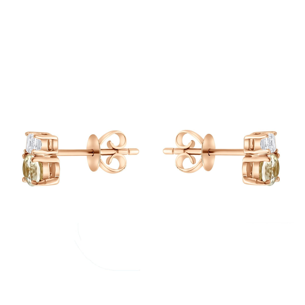 18ct rose gold 0.62ct morganite & 0.25ct diamond stud earrings