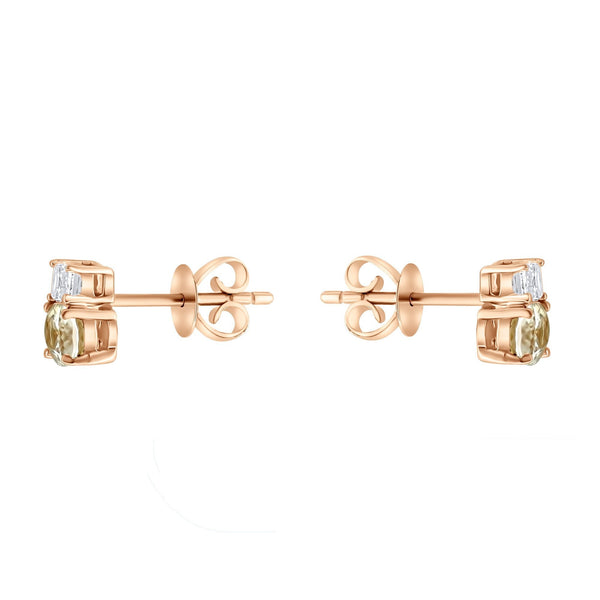 18ct rose gold 0.62ct morganite & 0.25ct diamond stud earrings