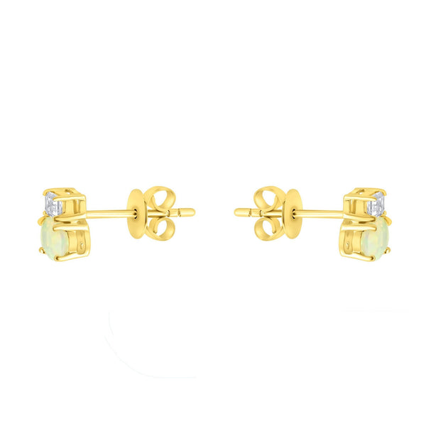18ct yellow gold 0.73ct natural opal & 0.24ct diamond earrings