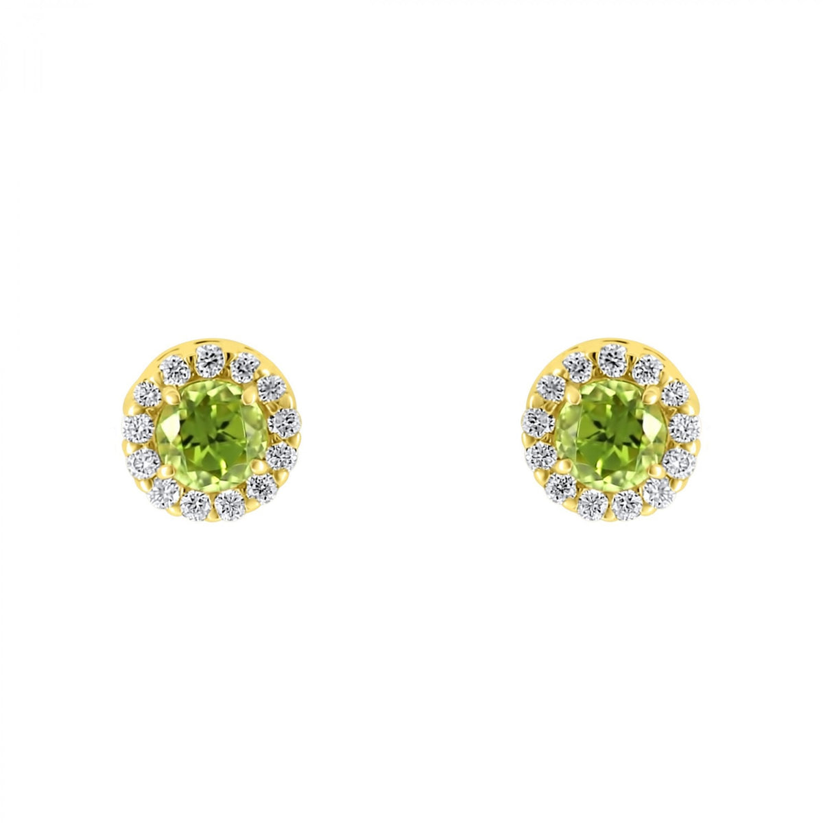 18ct yellow gold 0.40ct peridot & 0.12ct diamond stud earrings