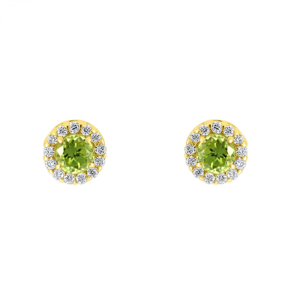 18ct yellow gold 0.40ct peridot & 0.12ct diamond stud earrings