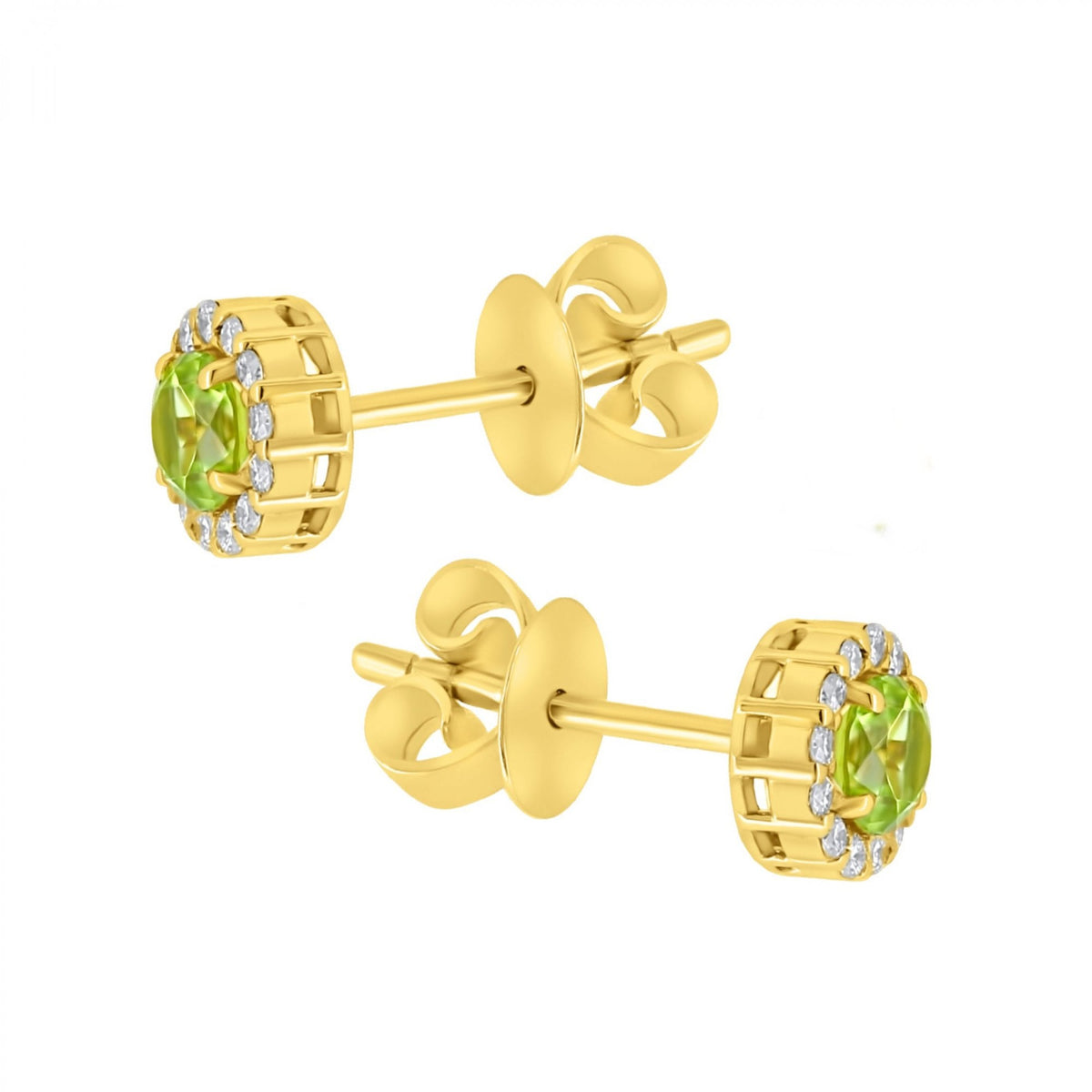 18ct yellow gold 0.40ct peridot & 0.12ct diamond stud earrings