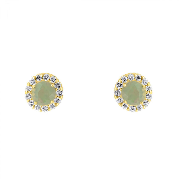 18ct yellow gold 0.46ct natural opal & 0.11ct diamond earrings