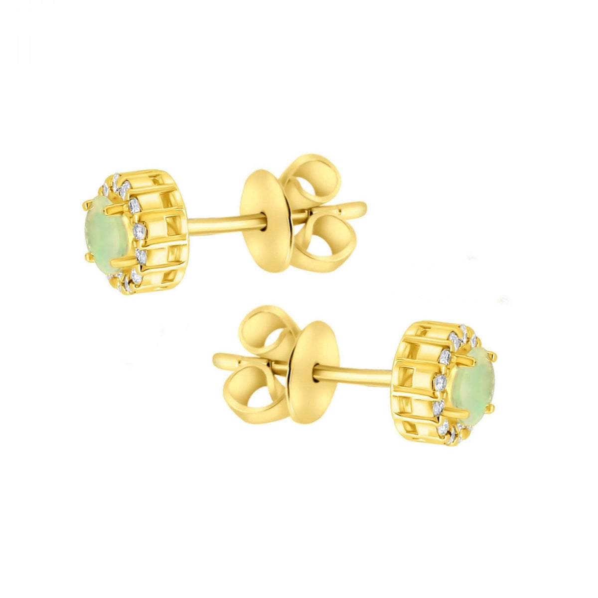 18ct yellow gold 0.46ct natural opal & 0.11ct diamond earrings