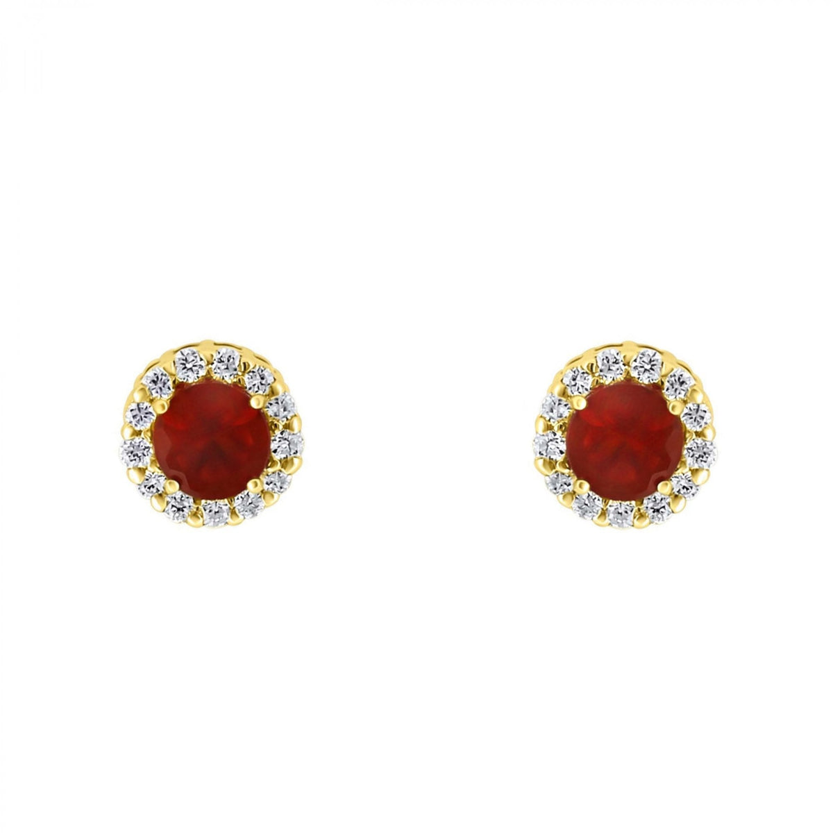 18ct yellow gold 0.24ct fire opal & 0.12ct diamond earrings