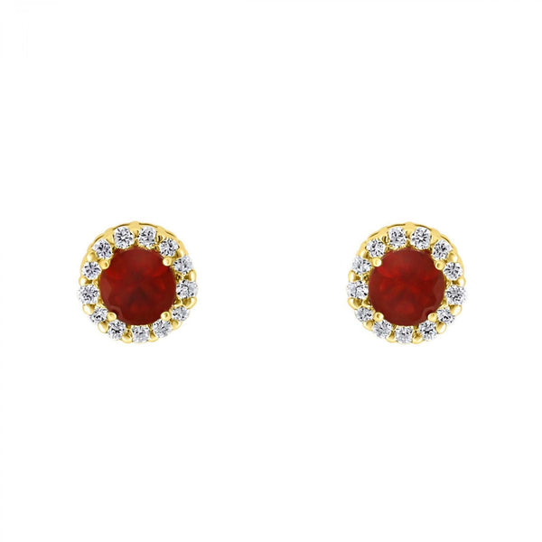18ct yellow gold 0.24ct fire opal & 0.12ct diamond earrings