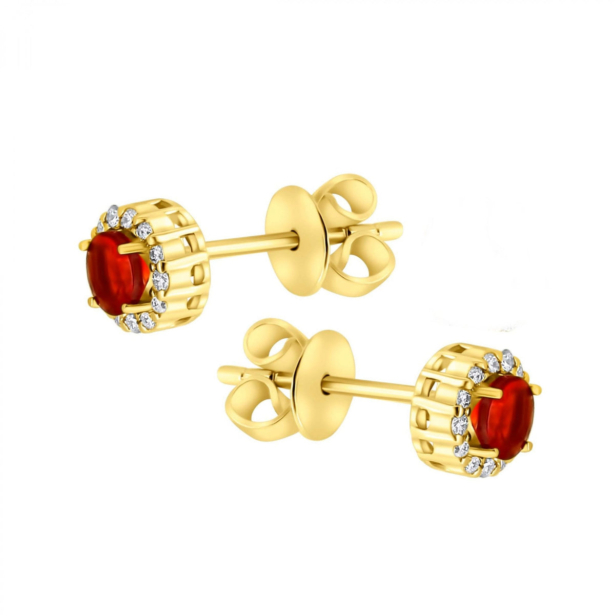 18ct yellow gold 0.24ct fire opal & 0.12ct diamond earrings