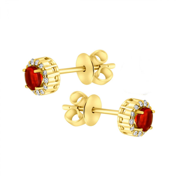 18ct yellow gold 0.24ct fire opal & 0.12ct diamond earrings