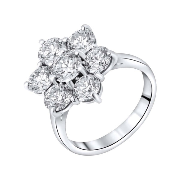 Platinum 4.00ct diamond flower cluster ring