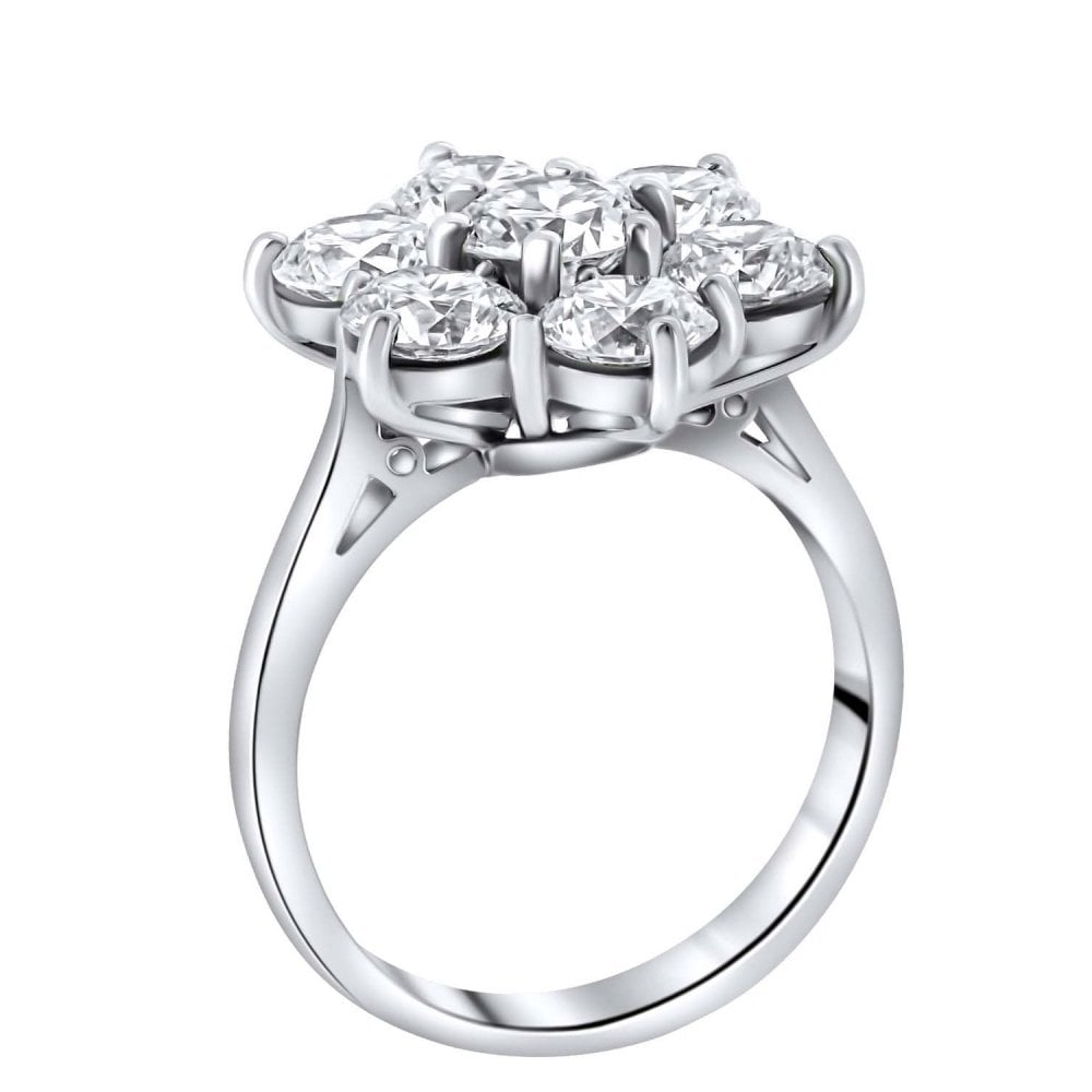 Platinum 4.00ct diamond flower cluster ring