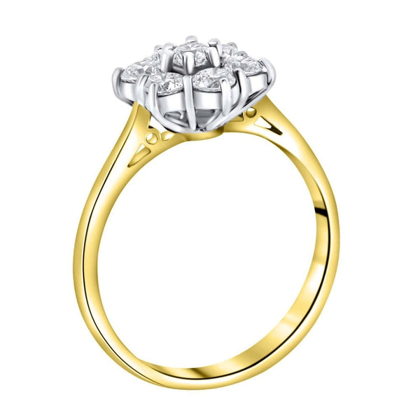 18ct yellow gold 0.75ct diamond flower cluster ring