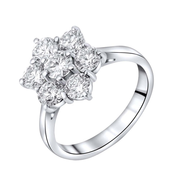 Platinum 2.25ct round brilliant cut diamond flower cluster ring