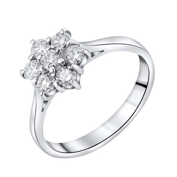 Platinum 0.50ct Round Brilliant Cut Diamond Flower Cluster Ring