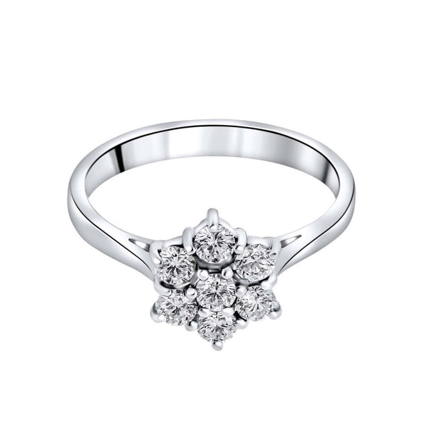 Platinum 0.50ct Round Brilliant Cut Diamond Flower Cluster Ring