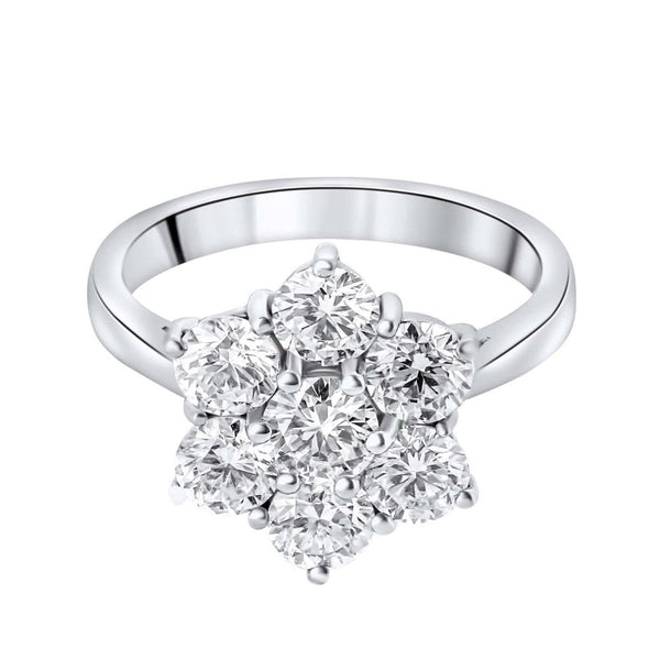 Platinum 3.03ct round brilliant cut diamond flower cluster ring