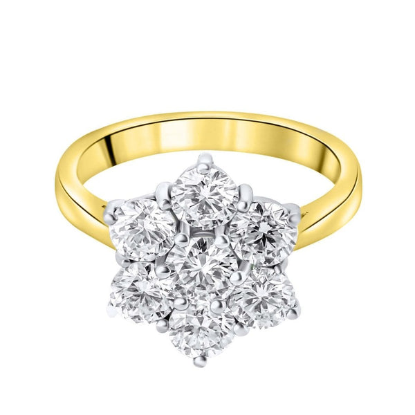 18ct yellow gold 2.01ct round diamond flower cluster ring