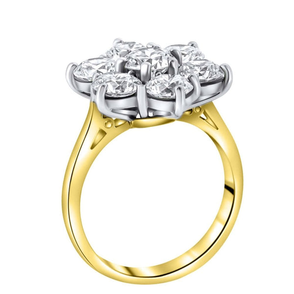 18ct yellow gold 2.01ct round diamond flower cluster ring