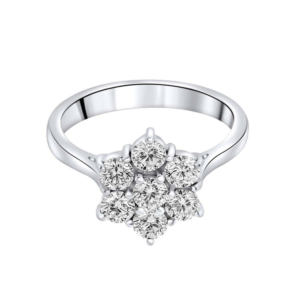 Platinum 1.00ct Round Brilliant Cut Diamond Flower Cluster Ring