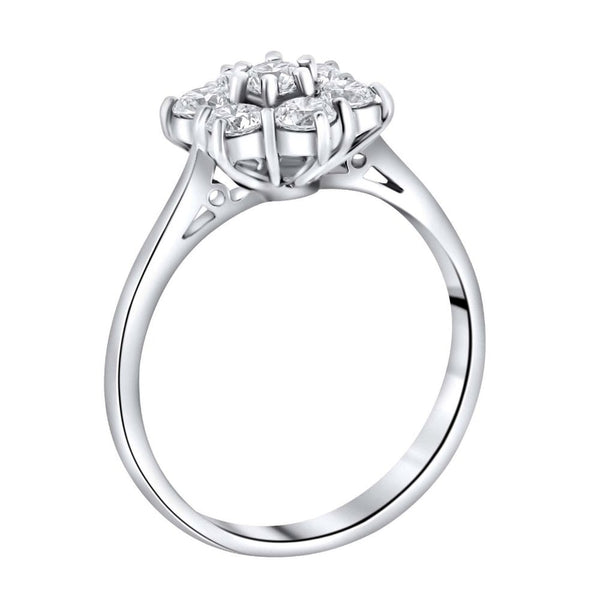 Platinum 1.00ct Round Brilliant Cut Diamond Flower Cluster Ring
