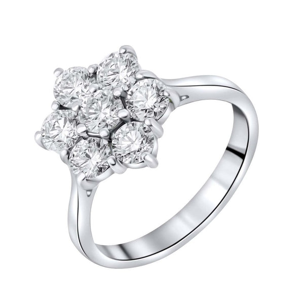 Platinum 1.50ct round brilliant cut diamond flower cluster ring